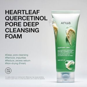 ANUA Heartleaf Quercetinol Pore Deep Cleansing Foam, Facial Cleanser, for Double Cleansing, BHA, Hyaluronic Acid, Glycerin, Face Wash, Blackhead Remover, Korean Skincare (150ml/5.07 fl.oz.) - Image 6