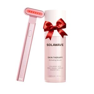 Solawave 4-in-1 Radiant Renewal Facial Wand & Skin Therapy Serum Bundle | Red Light Therapy for Face and Neck | Galvanic Skincare Wand & Massager | Anti-Aging Wrinkle Reduction | Solawave Original - Image 1